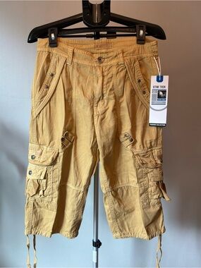 Star Trek Cargo Shorts Men 30 Mustard Yellow Utility Gorpcore Streetwear NWT
